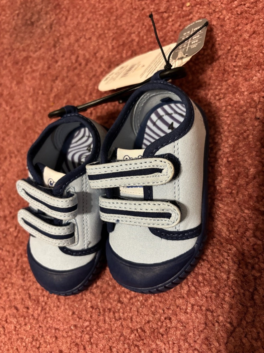 Size 4 Baby/ Toddler Light Blue and Navy Shoes